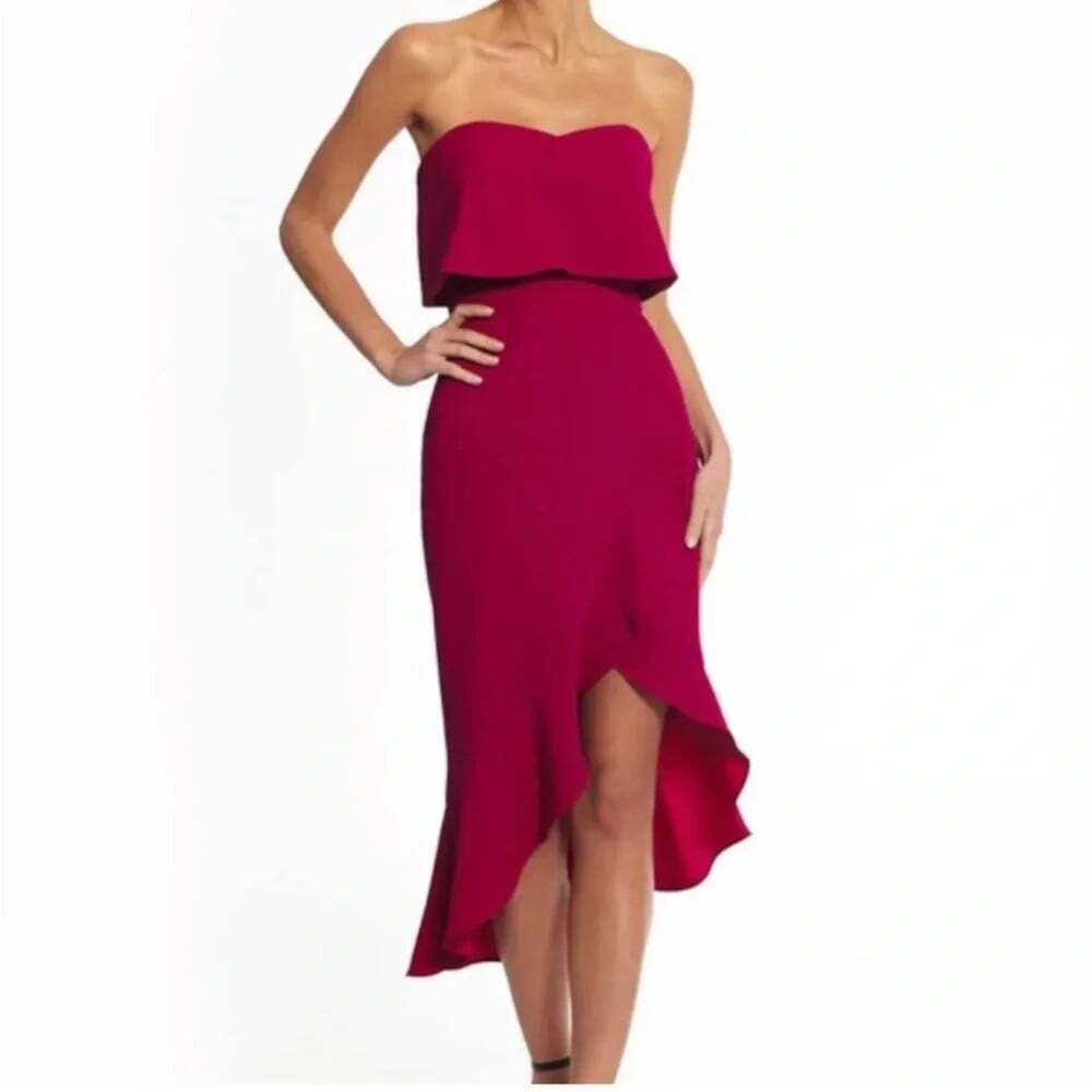 Xscape Strapless Ruffle Dress Size 6 Fuschia Pink Party Cocktail Wedding Guest